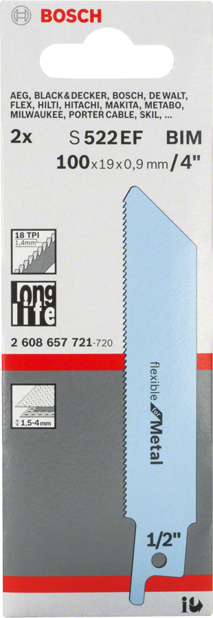 S 522 EF Flexible for Metal Säbelsägeblatt Bosch Professional