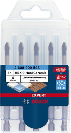 Pack de 3 brocas EXPERT HEX-9 HardCeramic para porcelánico o cerámi