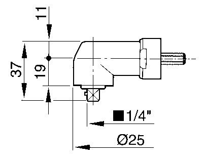 Cabezal angular con accionamiento de cuadrado macho de 1/4"