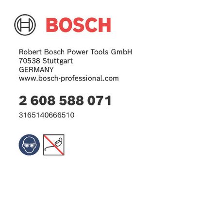 Bosch logo, Postal address, Electronic address, Safety icons