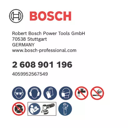 Bosch logo, Postal address, Electronic address, Safety icons