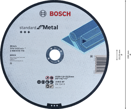 POUR Disque à tronçonner métal concave standard 230x3x22.23