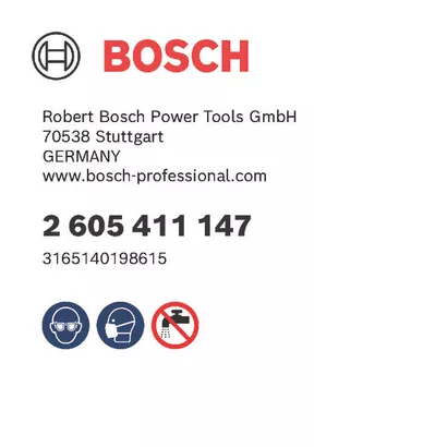 Bosch logo, Postal address, Electronic address, Safety icons