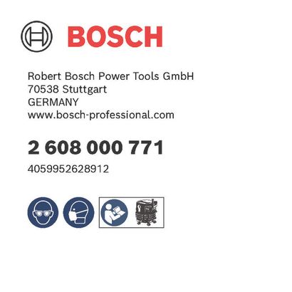 Bosch logo, Postal address, Electronic address, Safety icons