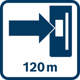 Werkbereik (radius) tot max. 120 m met ontvanger 