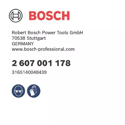 Bosch logo, Postal address, Electronic address, Safety icons