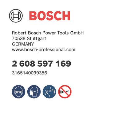 Bosch logo, Postal address, Electronic address, Safety icons