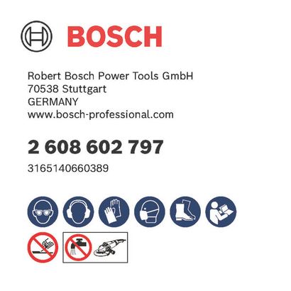 Bosch logo, Postal address, Electronic address, Safety icons