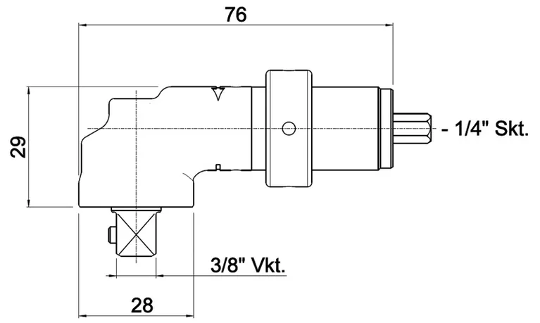 Cabeça angular 12V com parafusadeira quadrada externa 3/8"