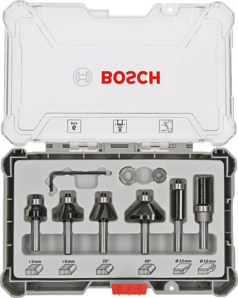 Bosch-Juego de brocas para fresadora profesional, vástago de carburo de 1/4  pulgadas, 6/15/30 piezas