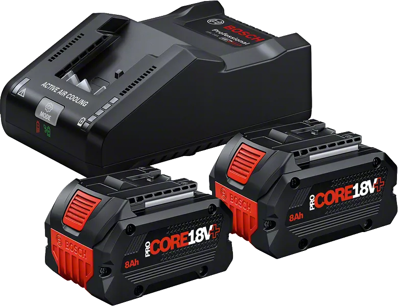 Bosch Professional 18V System set de base batteries (2 batteries de 5,0 Ah,  chargeur rapide, dans boîte carton)