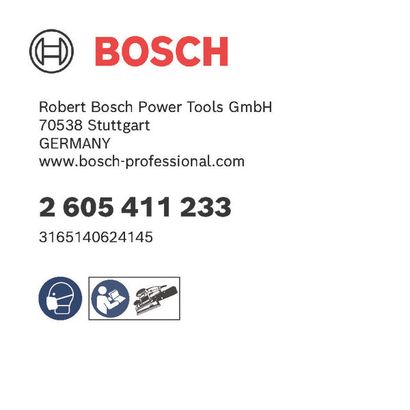 Bosch logo, Postal address, Electronic address, Safety icons