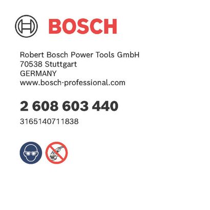 Bosch logo, Postal address, Electronic address, Safety icons