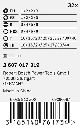 Juego de puntas extraduras para atornillador, 32 piezas - Bosch Professional