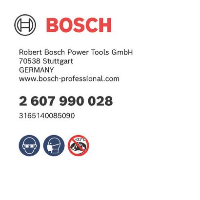 Bosch logo, Postal address, Electronic address, Safety icons