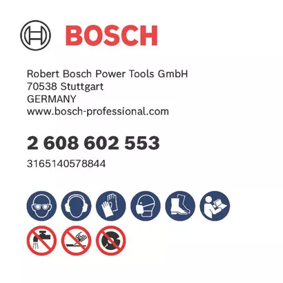 Bosch logo, Postal address, Electronic address, Safety icons