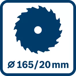 Savklinge og borehulsdiameter 165/20 mm 