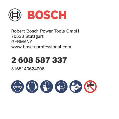 Bosch logo, Postal address, Electronic address, Safety icons