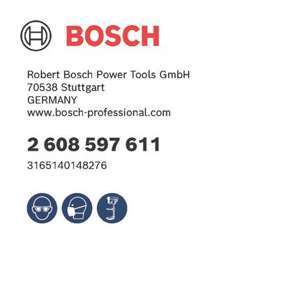 Bosch logo, Postal address, Electronic address, Safety icons