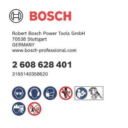 Bosch logo, Postal address, Electronic address, Safety icons