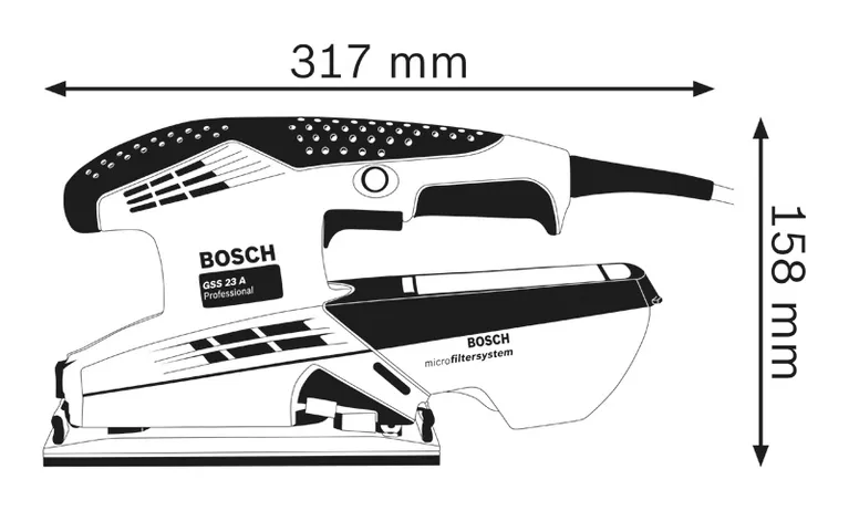 06010707G0 Lijadora orbital Bosch GSS 23 AE 190W 127V c/colector de polvo