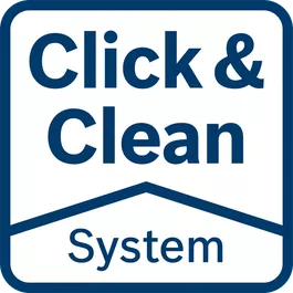 نظام التثبيت والتنظيف Click & Clean – ‏3 مزايا رائعة رؤية أفضل لسطح العمل: مما يتيح إنجاز الأعمال بدقة أفضل وسرعة أكبر يتم طرد الغبار الضار على الفور: وبالتالي الحفاظ على صحتك غبار أقل: عمر افتراضي أطول للأداة والملحقات