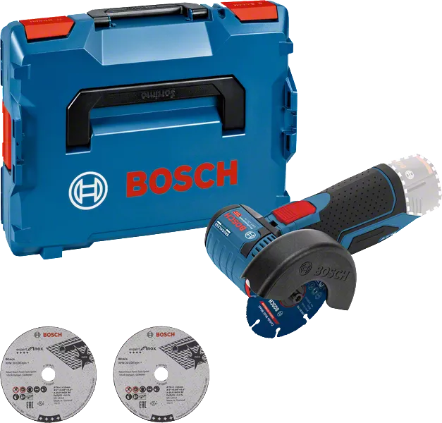 Bosch Professional 12V System GWS 12V-76 - Amoladora angular a batería (Ø  76 mm, 19500 rpm, 3 discos, sin batería, en L-BOXX)