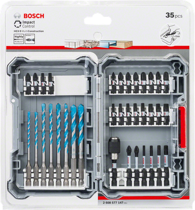 Kit 3 Forets Multimateriaux 5-6-8 mm + 5 Embouts Impact - 2608577144 Bosch  