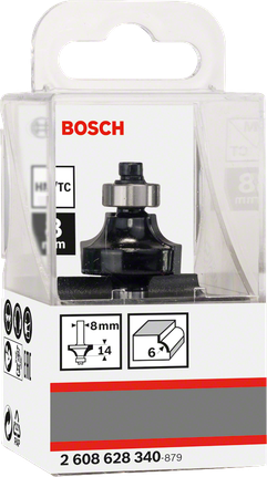 Bosch Arrondir pour Bois, 6 MM, R 6,3 MM, Ø 25,4 MM, L 13,2 MM