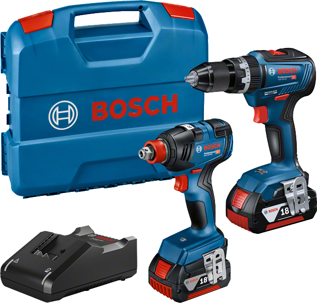 BOSCH Kit 2 Outils Bosch Professional Visseuse a chocs/boulonneuse GDX 18V-200  + Perceuse a percussion GSB 18V-55 + L-CASE - 06019J220 pas cher 
