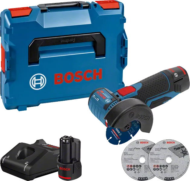 Bosch Professional 12V System meuleuse angulaire sans-fil GWS 12V-76 (avec  2 batteries 2,0 Ah, set de 5 disques à tronçonner/ébarber, dans sacoche) :  : Bricolage