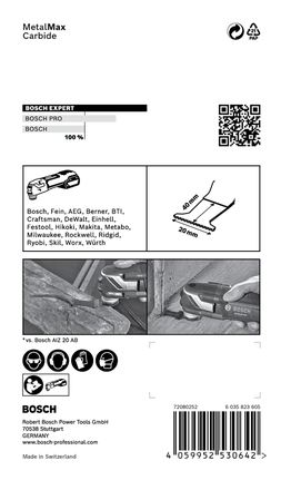 EXPERT AIZ 20 AIT MetalMax Plunge Cut Blade - Bosch Professional