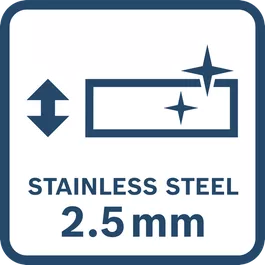  Max. thickness 2.5 mm stainless steel