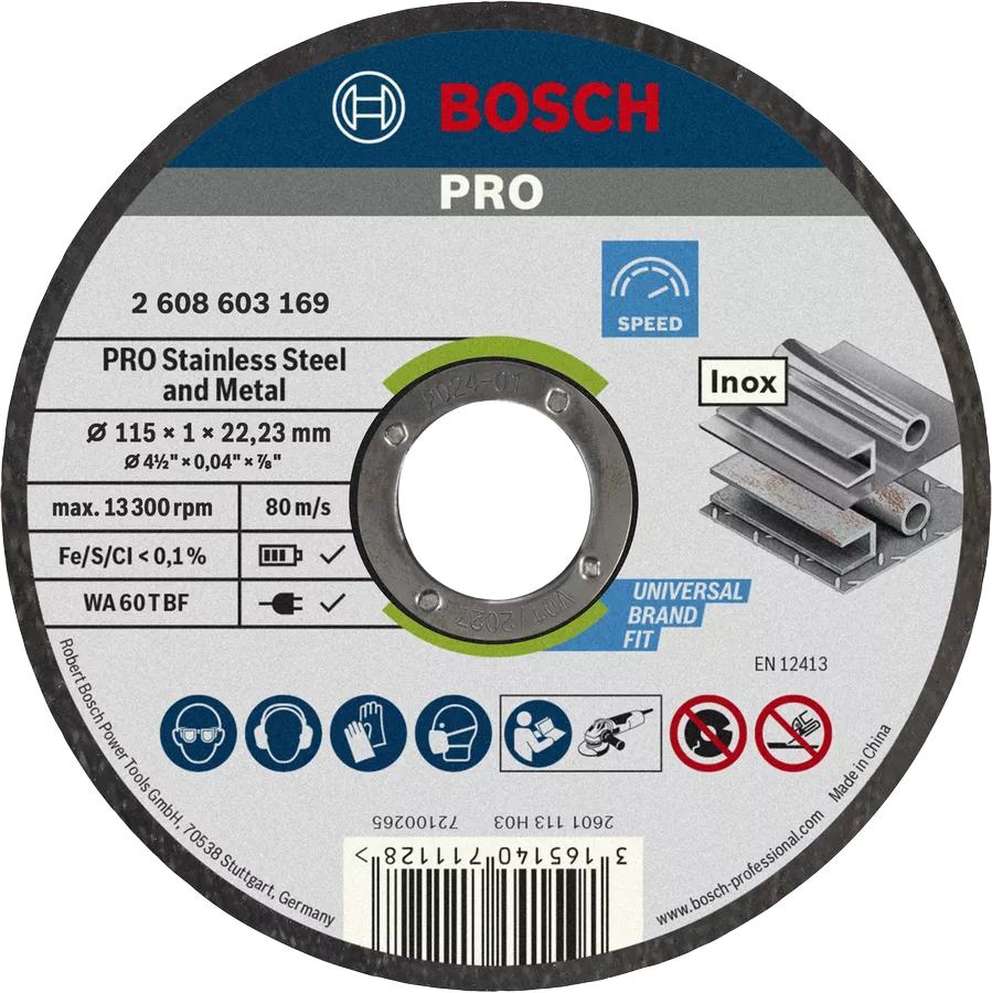 Bosch 115mm Standard for Inox Rapido Grinder Cutting Discs (10pk)