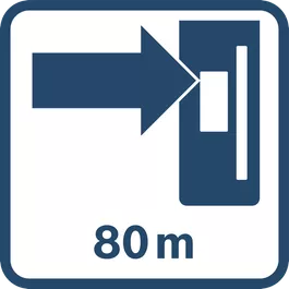 Up to 80 m working range (radius) with receiver 