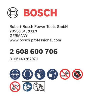 Bosch logo, Postal address, Electronic address, Safety icons