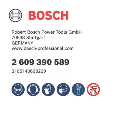 Bosch logo, Postal address, Electronic address, Safety icons