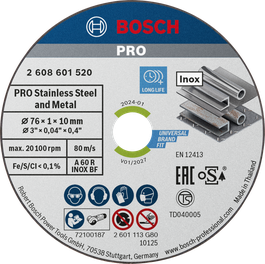 PRO Stainless Steel and Metal Bonded Cutting Disc