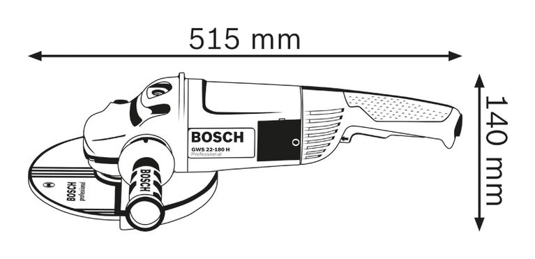 BOSCH 06018C0300 GWS 22-180 J - Amoladora angular 2.200 W 8.500 rpm, Ø 180  mm