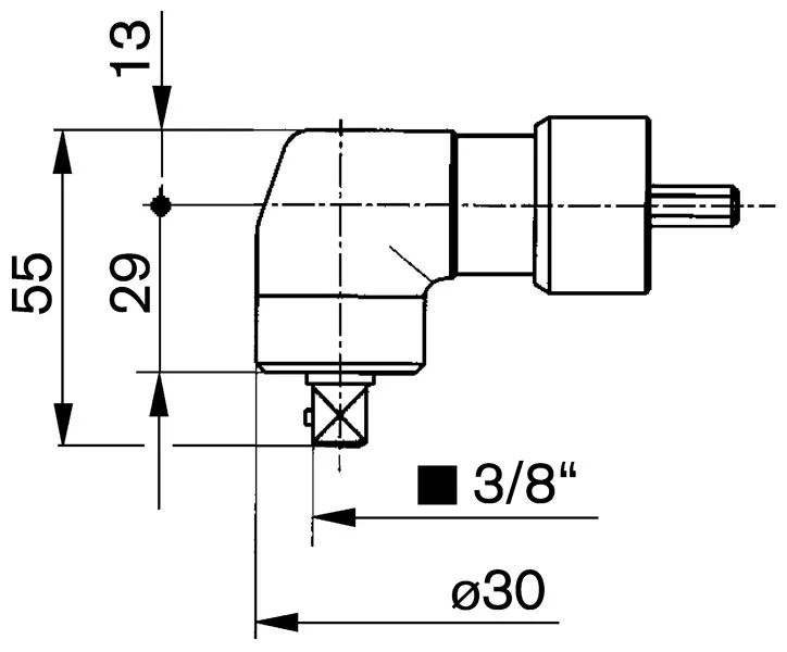 Cabezal angular, cuadrado macho de 3/8''