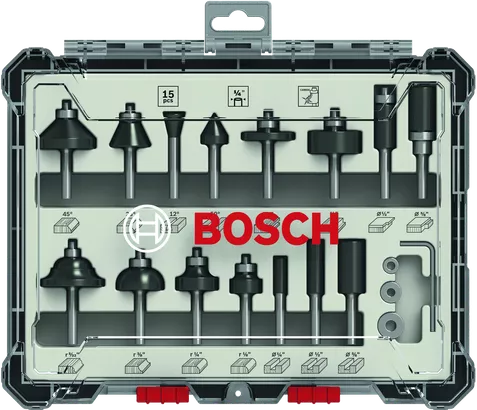 Mixed Router Bit Bosch 15-Pieces Sets, - Professional