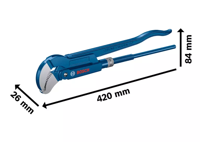 Sanitarni ugaoni ključ za cevi 45° 420 mm