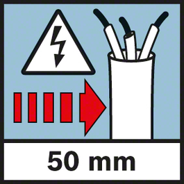 Detection depth Power Dubina dometa za vodove pod naponom, maks. 50 mm