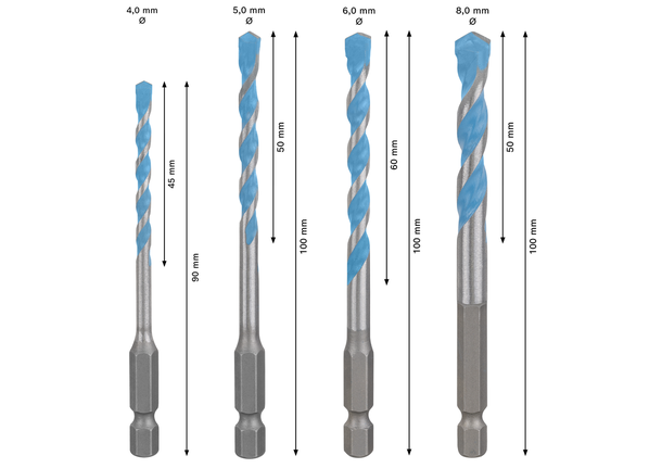 Jeu de forets Bosch Expert HEX-9 MultiConstruction 4/5/6/6/8 mm 5pcs