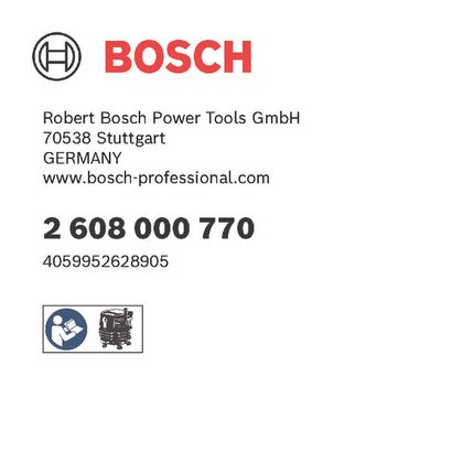 Bosch logo, Postal address, Electronic address, Safety icons