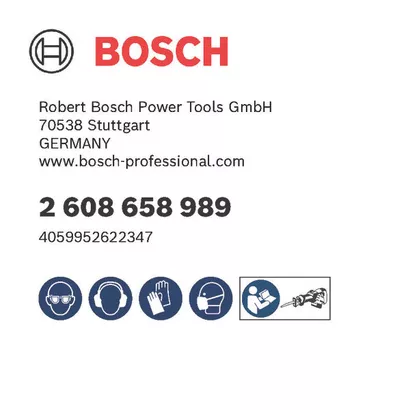 Bosch logo, Postal address, Electronic address, Safety icons