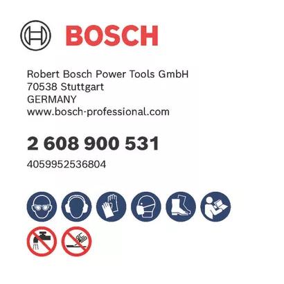 Bosch logo, Postal address, Electronic address, Safety icons