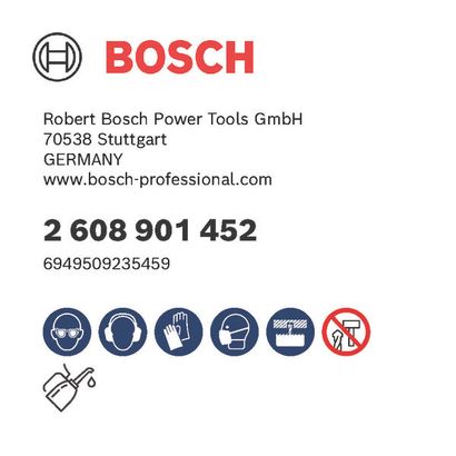 Bosch logo, Postal address, Electronic address, Safety icons