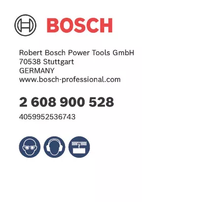 Bosch logo, Postal address, Electronic address, Safety icons